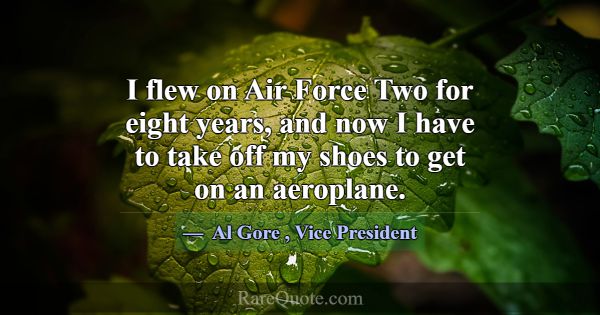 I flew on Air Force Two for eight years, and now I... -Al Gore