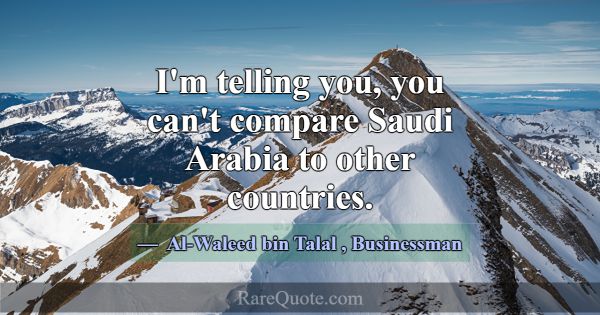 I'm telling you, you can't compare Saudi Arabia to... -Al-Waleed bin Talal