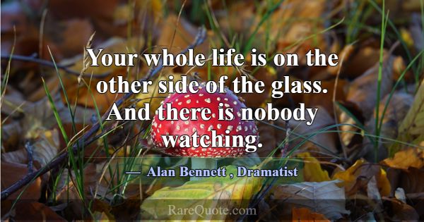 Your whole life is on the other side of the glass.... -Alan Bennett