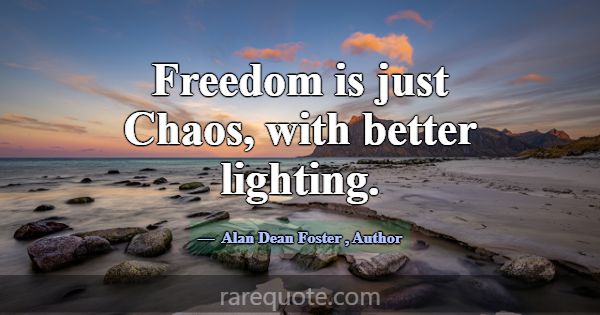 Freedom is just Chaos, with better lighting.... -Alan Dean Foster