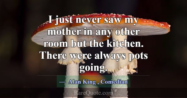 I just never saw my mother in any other room but t... -Alan King