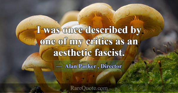 I was once described by one of my critics as an ae... -Alan Parker