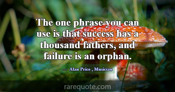 The one phrase you can use is that success has a t... -Alan Price