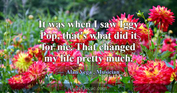 It was when I saw Iggy Pop, that's what did it for... -Alan Vega