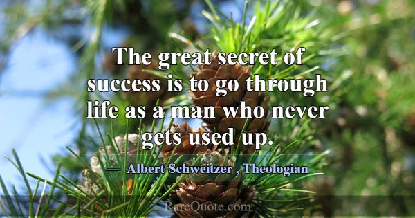 The great secret of success is to go through life ... -Albert Schweitzer
