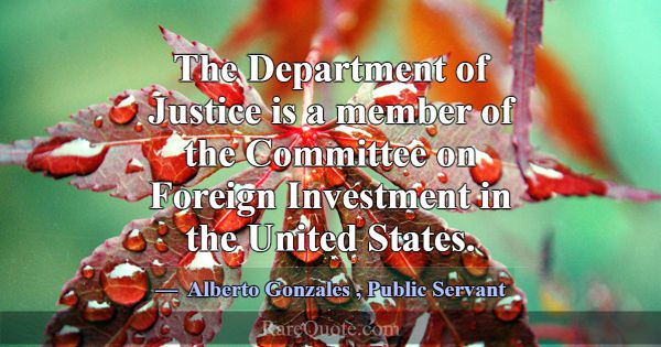 The Department of Justice is a member of the Commi... -Alberto Gonzales