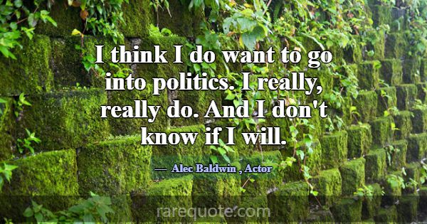 I think I do want to go into politics. I really, r... -Alec Baldwin