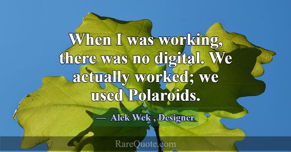When I was working, there was no digital. We actua... -Alek Wek