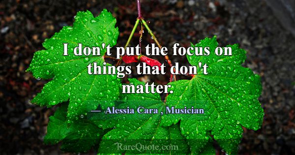 I don't put the focus on things that don't matter.... -Alessia Cara