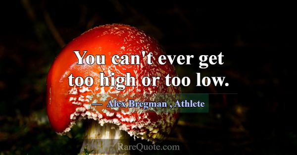 You can't ever get too high or too low.... -Alex Bregman