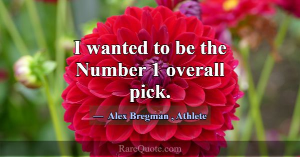 I wanted to be the Number 1 overall pick.... -Alex Bregman
