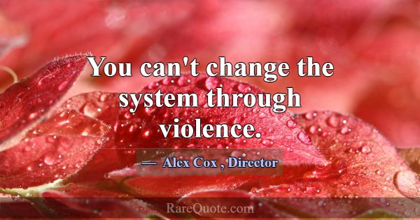 You can't change the system through violence.... -Alex Cox