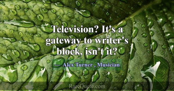 Television? It's a gateway to writer's block, isn'... -Alex Turner