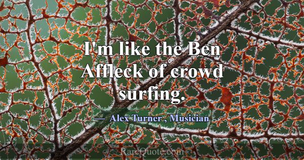 I'm like the Ben Affleck of crowd surfing.... -Alex Turner