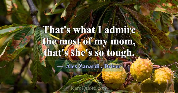 That's what I admire the most of my mom, that's sh... -Alex Zanardi