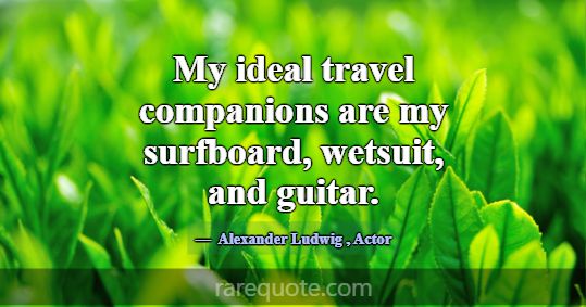My ideal travel companions are my surfboard, wetsu... -Alexander Ludwig