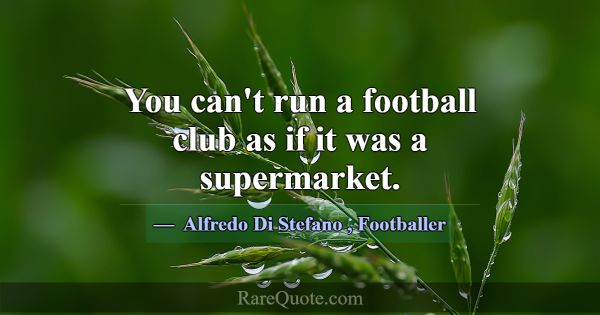 You can't run a football club as if it was a super... -Alfredo Di Stefano