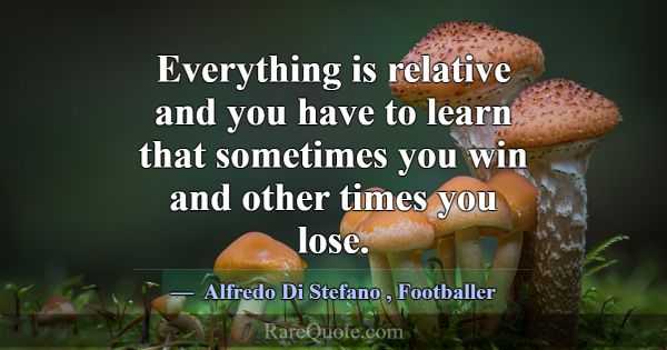 Everything is relative and you have to learn that ... -Alfredo Di Stefano