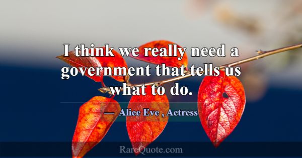 I think we really need a government that tells us ... -Alice Eve