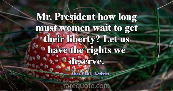 Mr. President how long must women wait to get thei... -Alice Paul