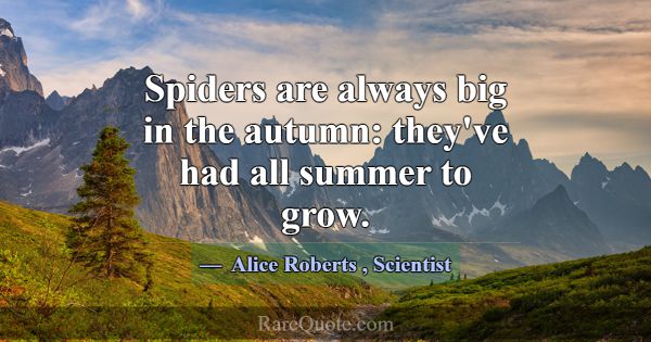 Spiders are always big in the autumn: they've had ... -Alice Roberts