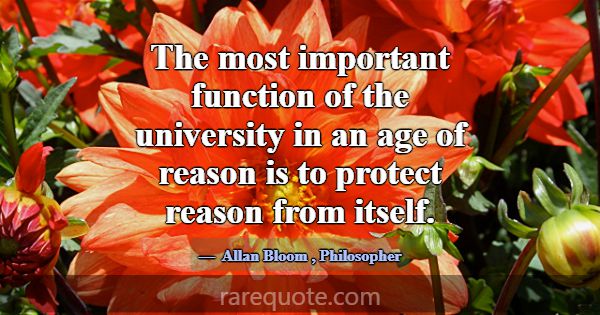 The most important function of the university in a... -Allan Bloom