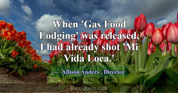 When 'Gas Food Lodging' was released, I had alread... -Allison Anders