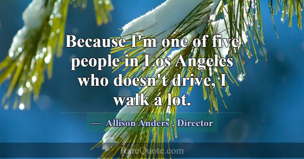 Because I'm one of five people in Los Angeles who ... -Allison Anders