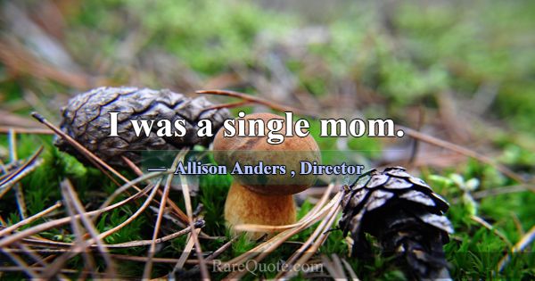 I was a single mom.... -Allison Anders