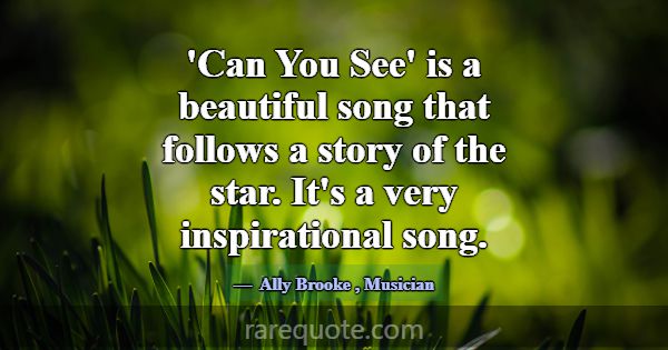 'Can You See' is a beautiful song that follows a s... -Ally Brooke