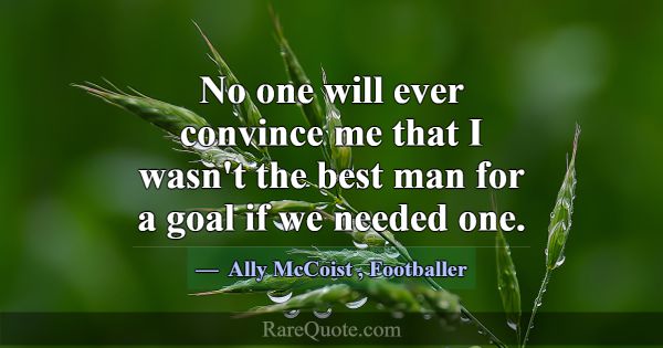 No one will ever convince me that I wasn't the bes... -Ally McCoist