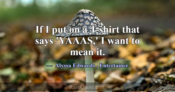 If I put on a T-shirt that says 'YAAAS,' I want to... -Alyssa Edwards