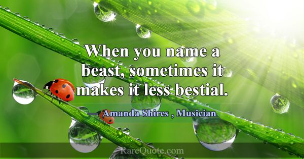 When you name a beast, sometimes it makes it less ... -Amanda Shires