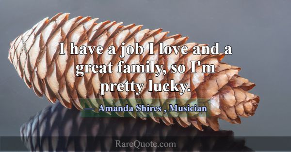I have a job I love and a great family, so I'm pre... -Amanda Shires