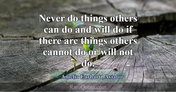 Never do things others can do and will do if there... -Amelia Earhart