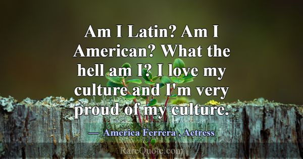 Am I Latin? Am I American? What the hell am I? I l... -America Ferrera