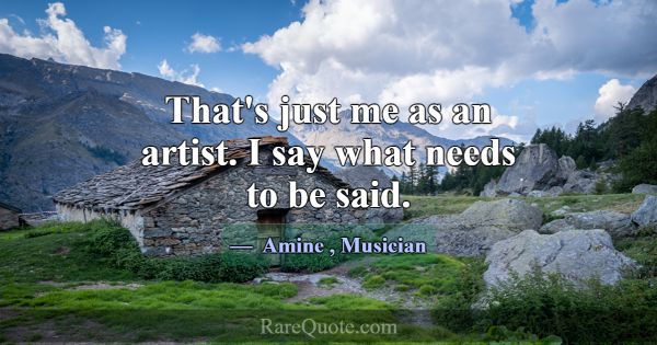 That's just me as an artist. I say what needs to b... -Amine