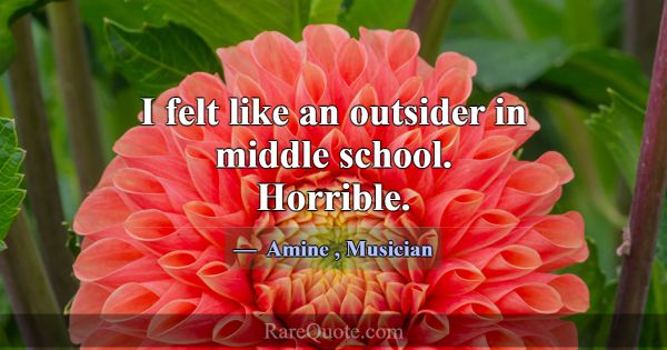 I felt like an outsider in middle school. Horrible... -Amine