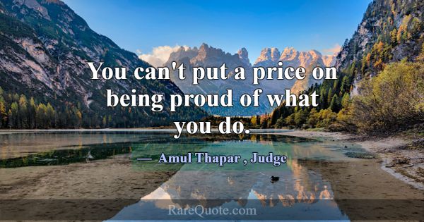 You can't put a price on being proud of what you d... -Amul Thapar