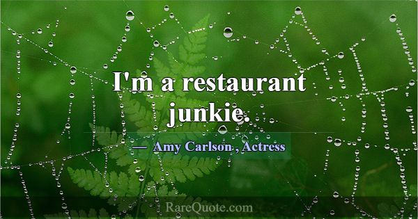 I'm a restaurant junkie.... -Amy Carlson