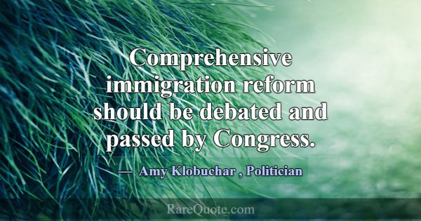 Comprehensive immigration reform should be debated... -Amy Klobuchar