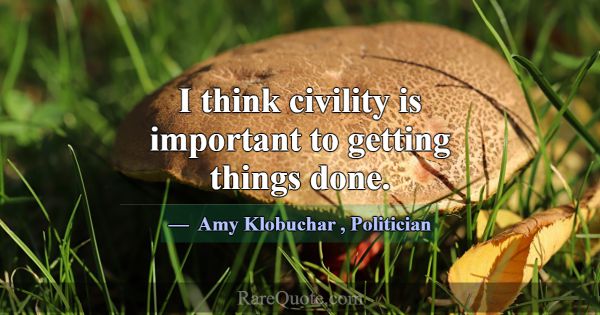 I think civility is important to getting things do... -Amy Klobuchar