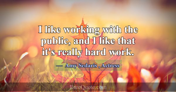 I like working with the public, and I like that it... -Amy Sedaris