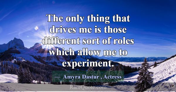 The only thing that drives me is those different s... -Amyra Dastur