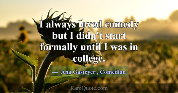 I always loved comedy but I didn't start formally ... -Ana Gasteyer