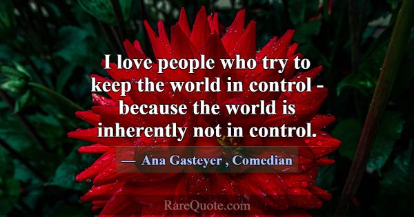 I love people who try to keep the world in control... -Ana Gasteyer