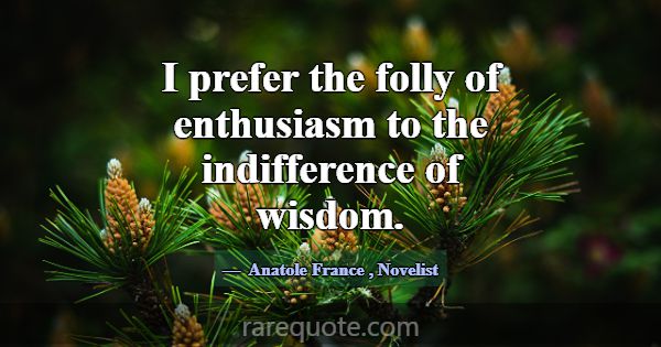 I prefer the folly of enthusiasm to the indifferen... -Anatole France