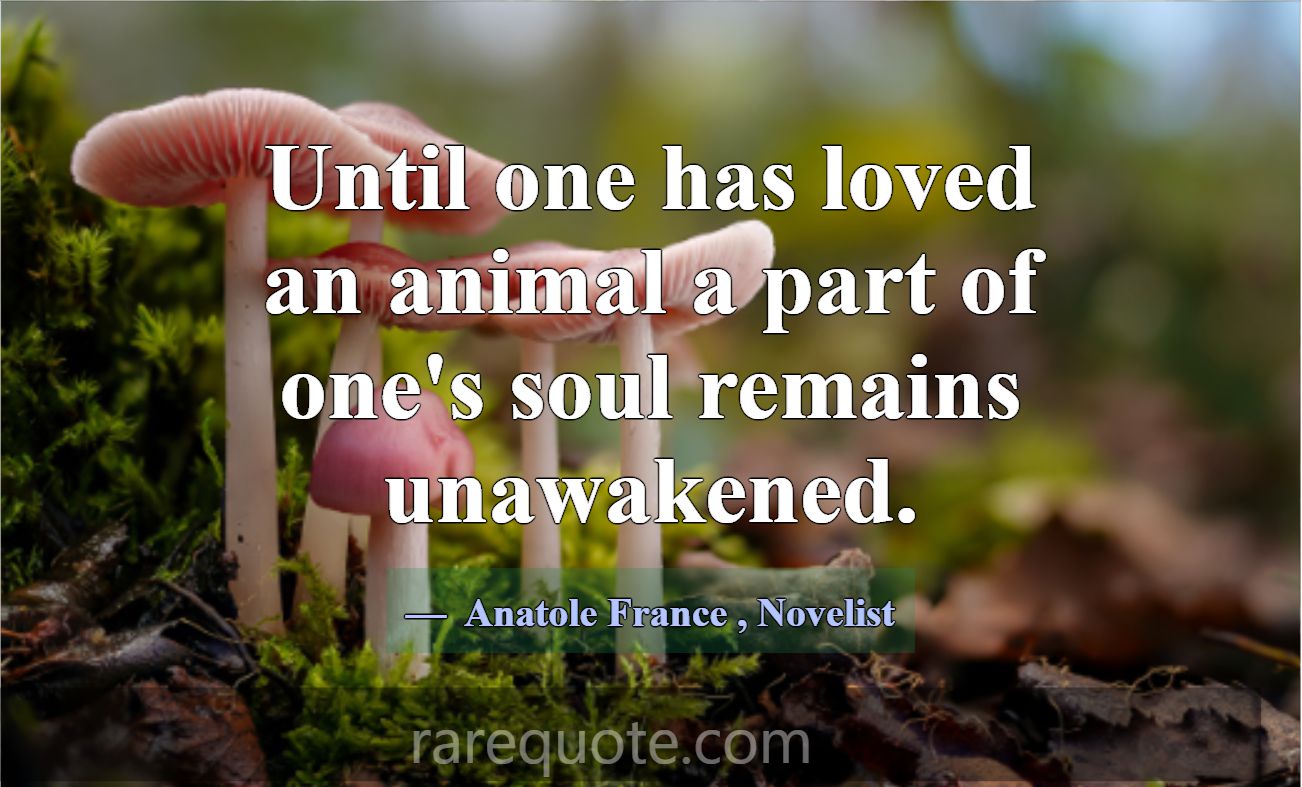 Until one has loved an animal a part of one's soul... -Anatole France