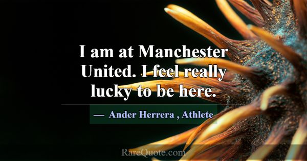 I am at Manchester United. I feel really lucky to ... -Ander Herrera