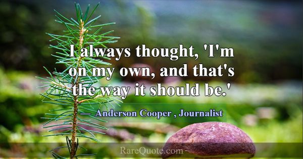I always thought, 'I'm on my own, and that's the w... -Anderson Cooper